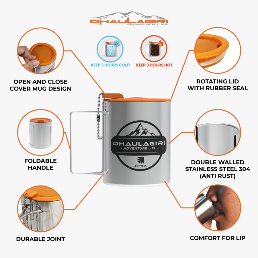Insulated Mug Dhaulagiri Gelas Stainless Outdoor Camping Stanless Double Wall