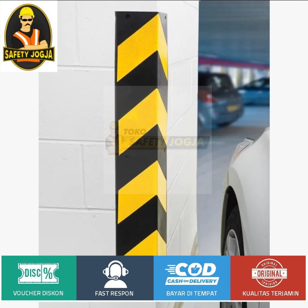 Rubber Corner Guard ATAU KARET Pelindung sudut (tembok) area parkir HITAM KUNING 78CM