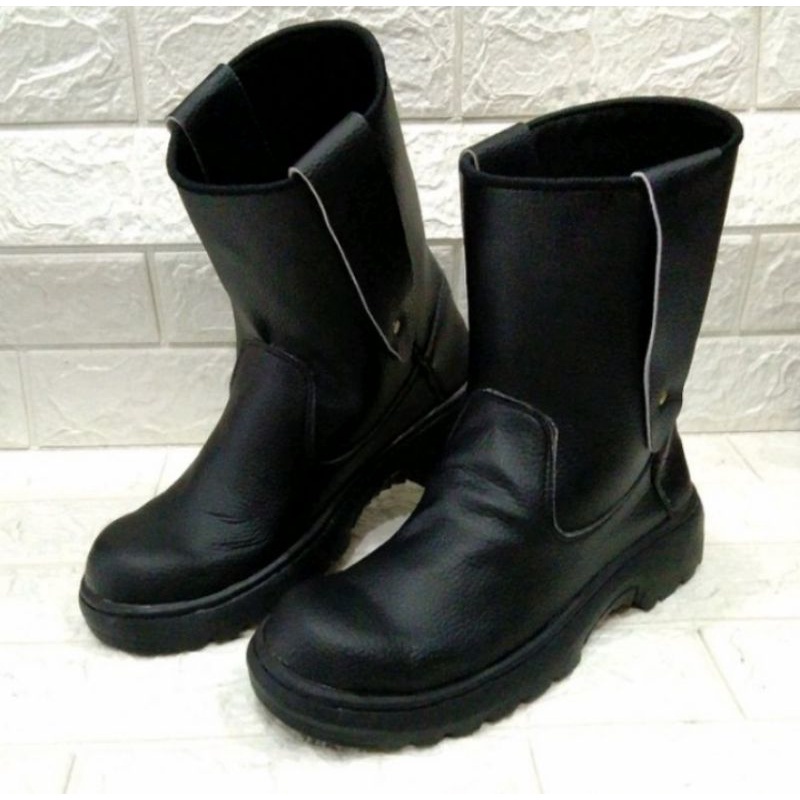 COD Sepatu Septi Saveti Safety Boot King Shoes SKN Ujung Besi Kulit Buatan Impor Keselamatan Kerja Pabrik Bengkel Bangunan