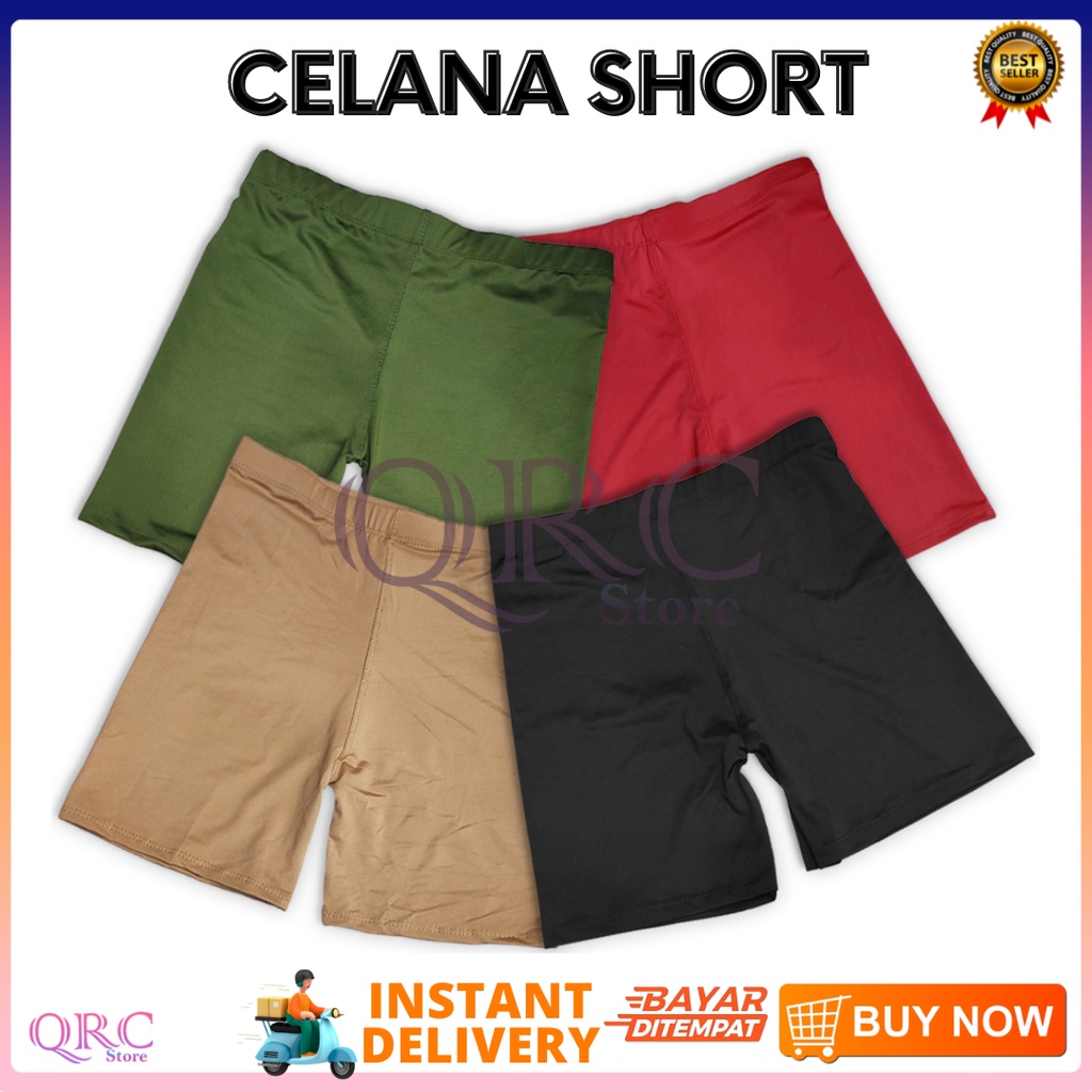 Short Pants Legging Wanita Polos Pendek Lejing Celana Dalaman Ketat Sport Stretch Perempuan Olahraga