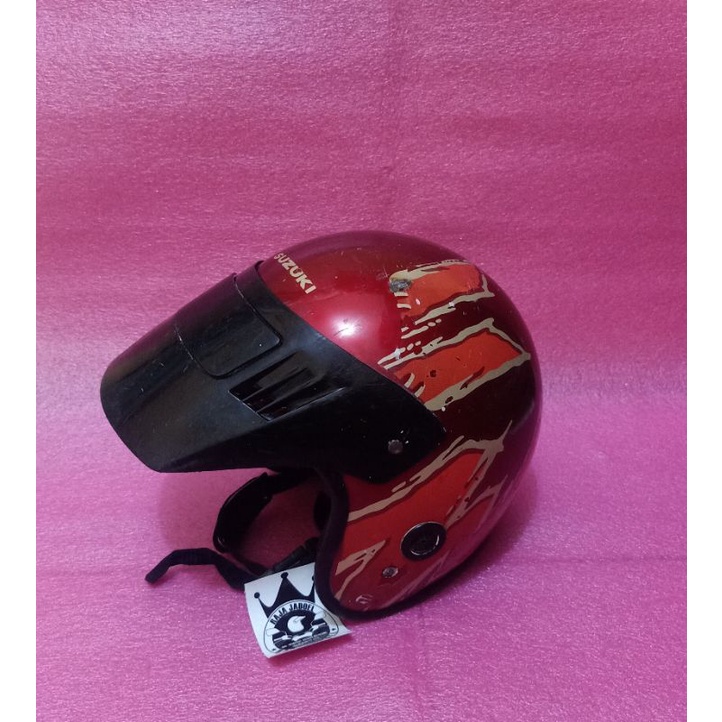 Helm Jadul Suzuki TS Merah Gold Original