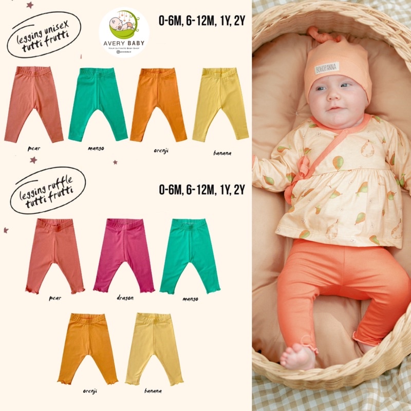 BOHOPANNA LEGGING TUTTI FRUTI / LEGGING RUFFLE BOHOPANNA / Bohobaby Legging Girl/ LEGGING BOY/ CELANA BAYI