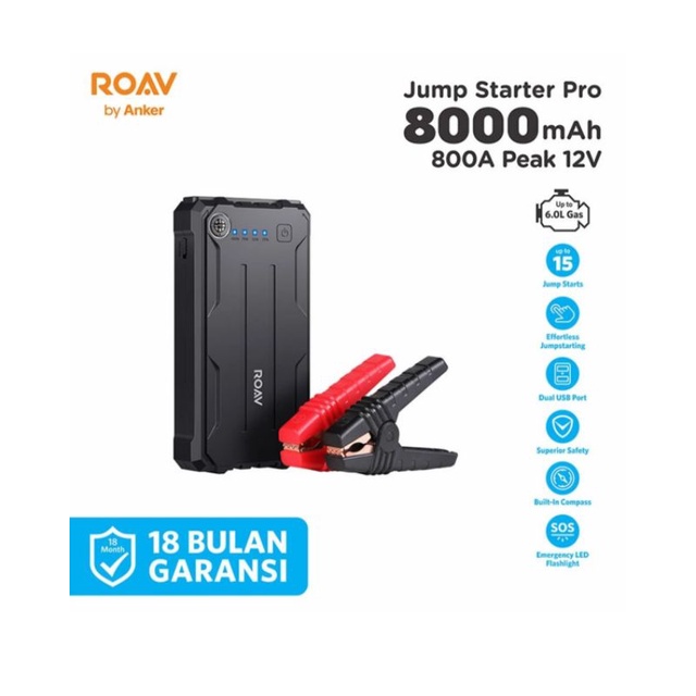 anker roav jump starter pro jumper aki mobil car powerbank