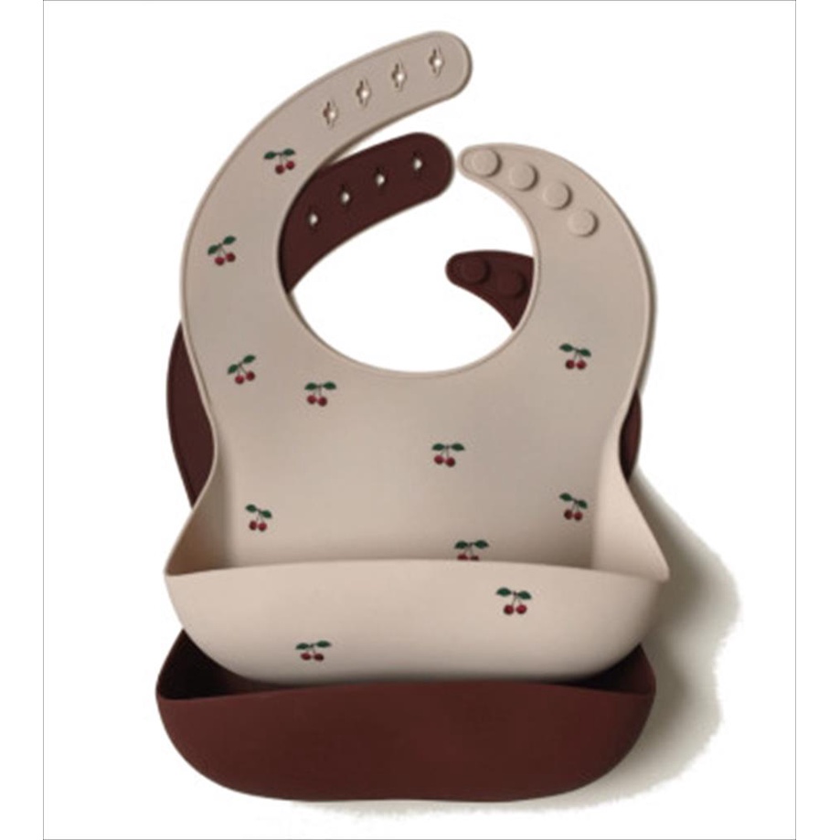 Konges Slojd Silicone Bib 2 Pack - Cherry/Mocca
