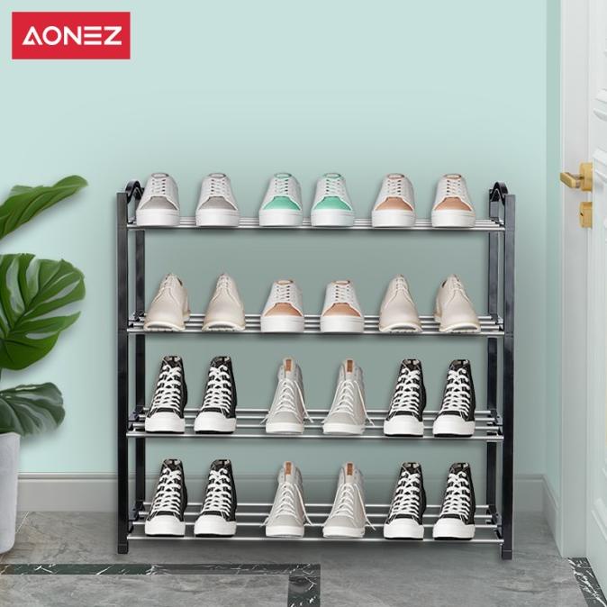 Aonez 4layers Minimalis Rak Sepatu Besi Bertingkat Rak Susun Sepatu