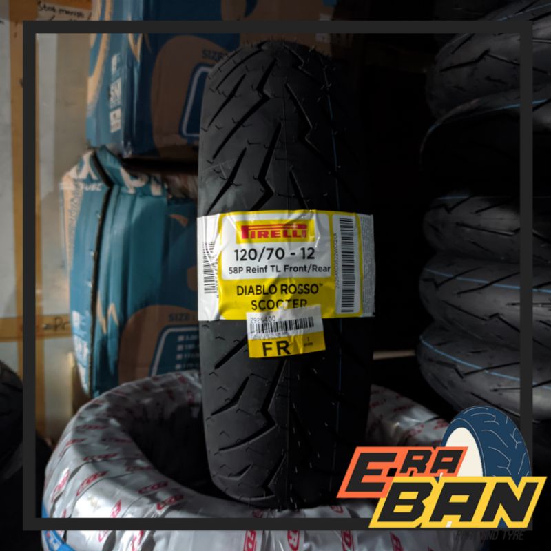 BAN LUAR PIRELLI 120 70 RING 12 TUBLESS DIABLO ROSSO SCOOTER VESPA SPRINT SCOOPY