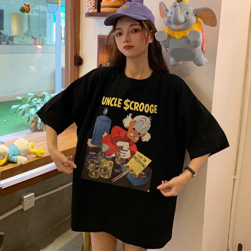 [littlecrab] Kaos Oversize Uncle $crooge Tips On Preserving Colorful T-shirt Unisex Couple Sablon Paman Bebek Sibuk Kerja Unik Lucu Berkualitas Korean Style