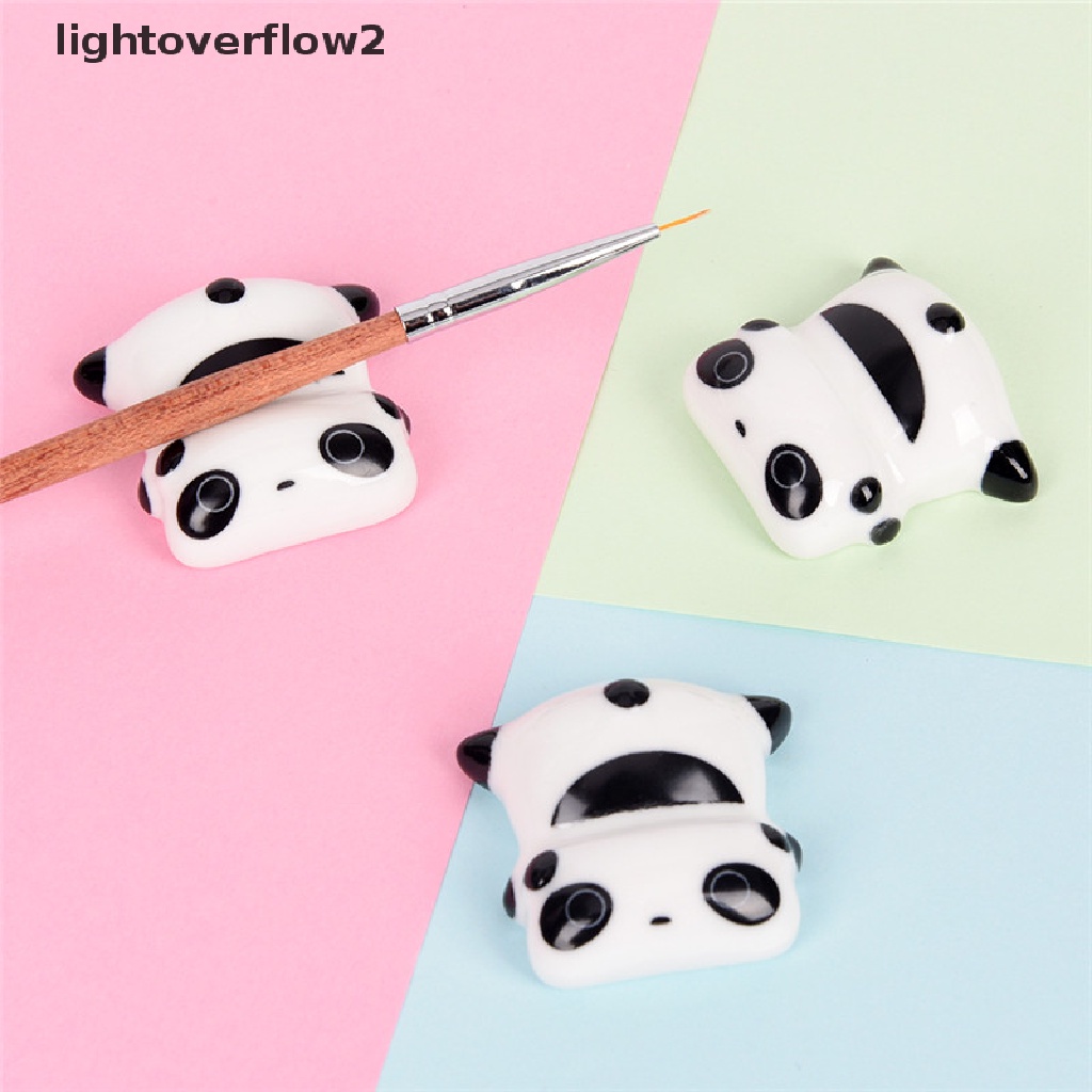 (lightoverflow2) Stand Holder / Dudukan Kuas Nail Art / Manicure Bentuk Panda Lucu Bahan Keramik (ID)