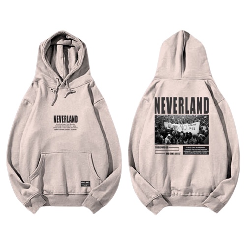 Hoodie Sweater Jaket Pullover NEVERLAND Warna Cream Motif THERE FOR EGO AND TAKE E REST hoodie overs