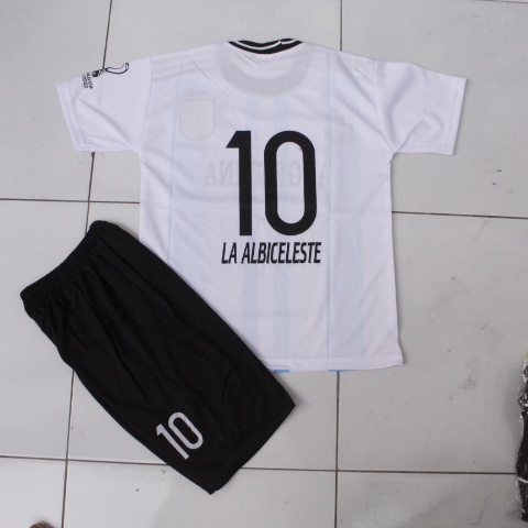 setelan baju bola argentina bjau bola anak 5-12 th