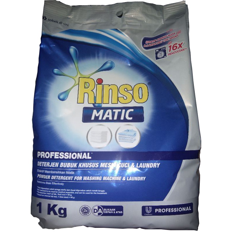 SURABAYA - RINSO BUBUK MATIC 900 GRAM SELALU READY PACKING AMAN UNTUK MESIN CUCI FRONTLOAD TOPLOAD ORIGINAL