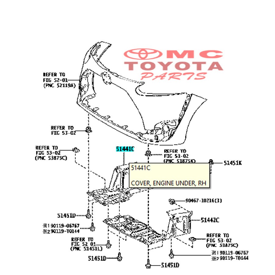 Tutup Cover Deck Dek Bawah Mesin Engine Kanan Sienta 51441-0D350