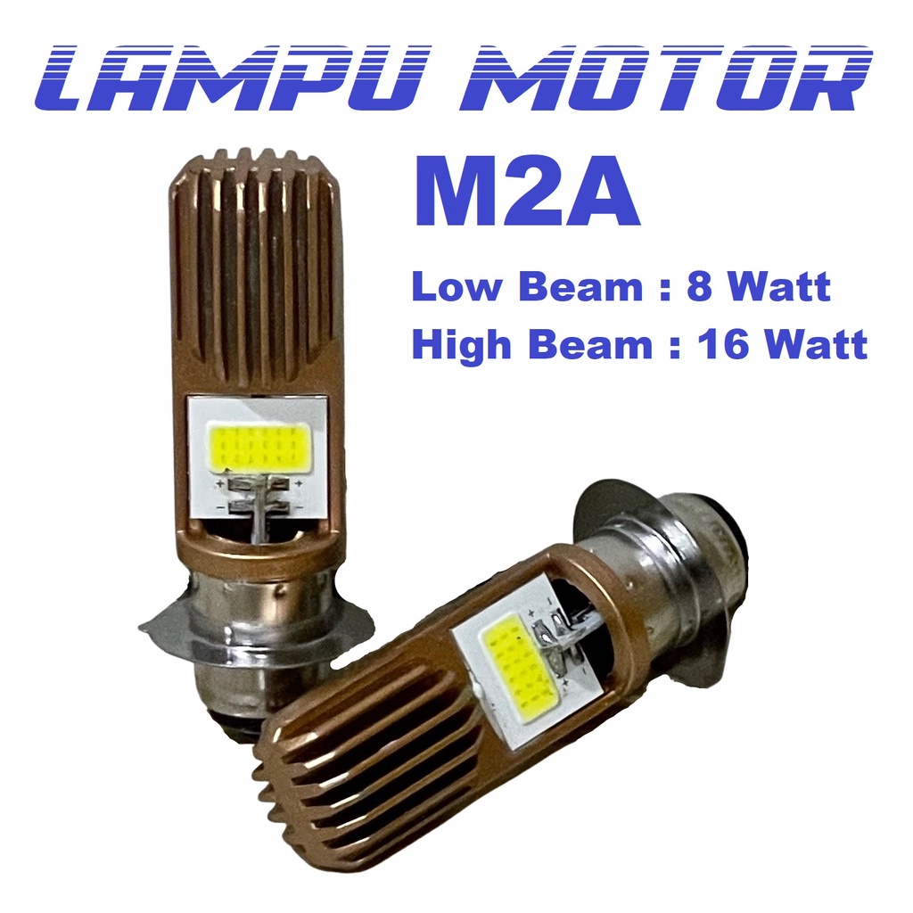 Lampu LED Motor socket H6 M2A M2B Hi - Lo DC 8 + 8 Watt 16 Watt