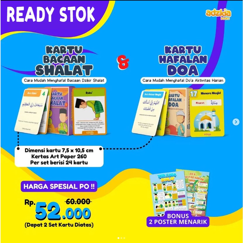 Flash Card Anak : Kartu Bacaan Shalat dan Hafalan Doa Bonus 2 Poster | Adzkia book