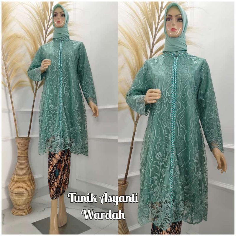 Setelan Kebaya Tunik Asyanti DJ / Kebaya Tunik Payet Modern / Kebaya Brukat Pesta Kekinian / Kebaya Wisuda / Kebaya Busui