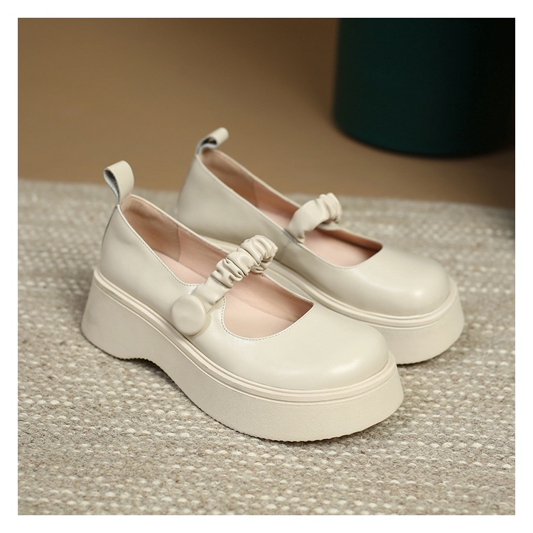 Sepatu Docmart Perempuan Simple Tali Kerut Import Sepatu Loafers Cewek Casual Look Chunky Block SK-033