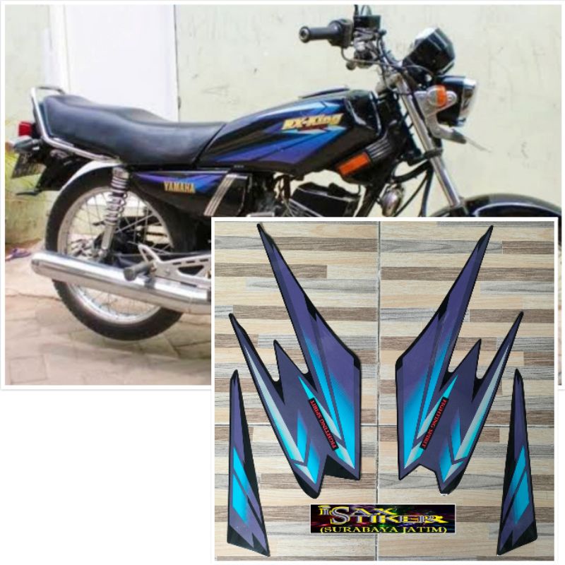 striping original Yamaha RX KING hitam biru tahun 2002