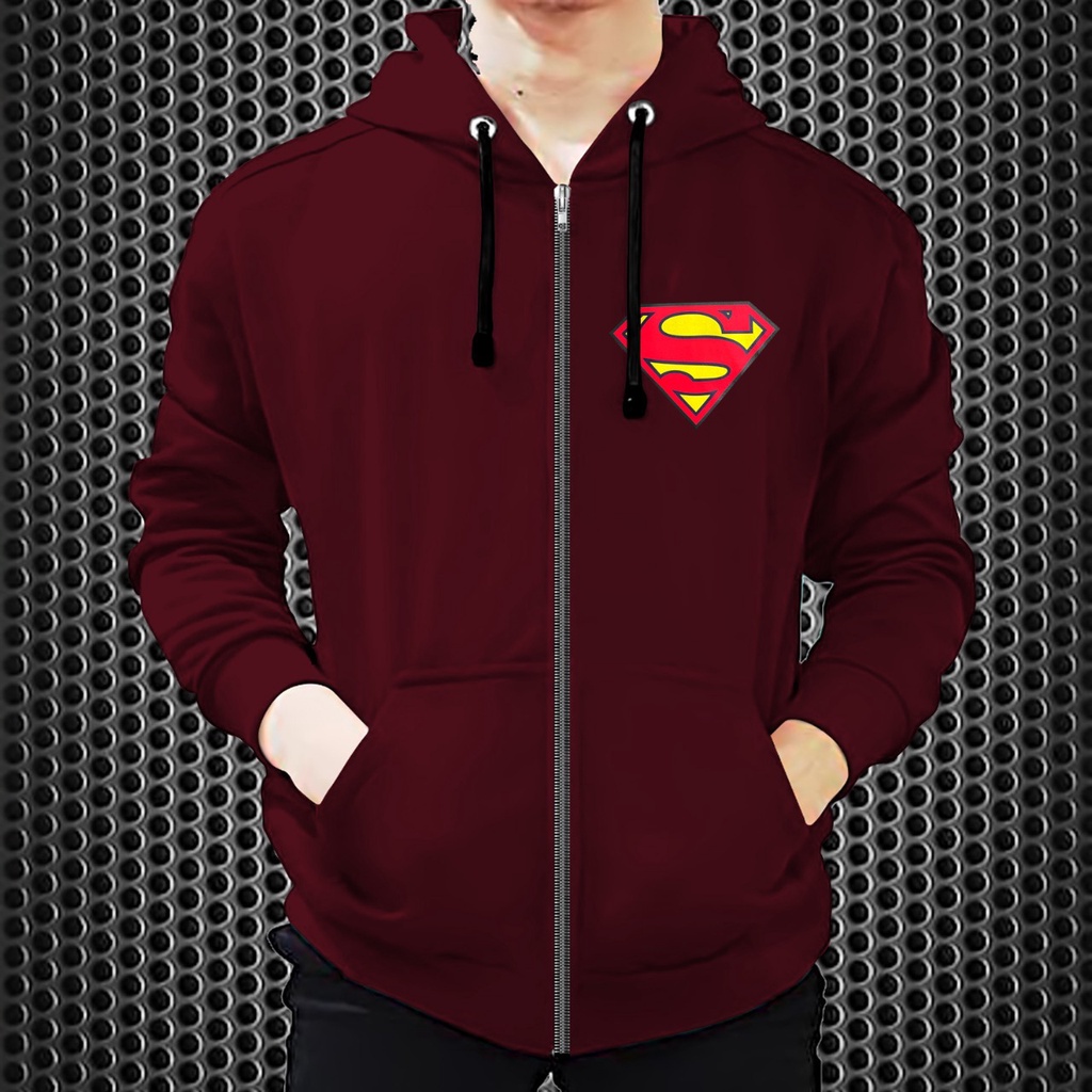 Jaket Resleting Superman / Jaket Dewasa / Jaket Distro / Jaket Diskon Bahan Fleece