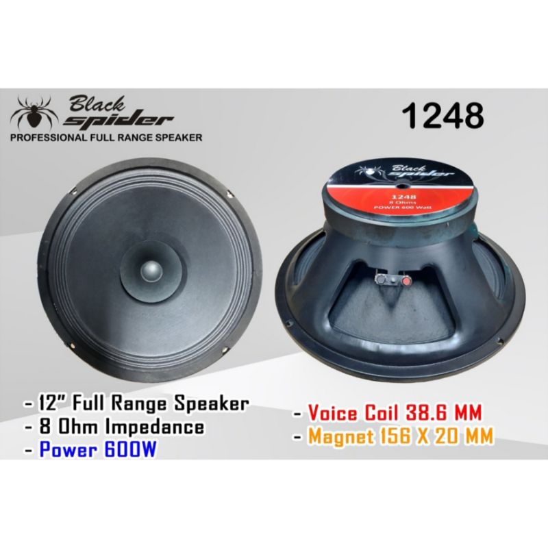 DISTRIBUTOR SPEAKER COMPONENT BLACK SPIDER 12 INCH 1248 FULL RANGE 600 WATT