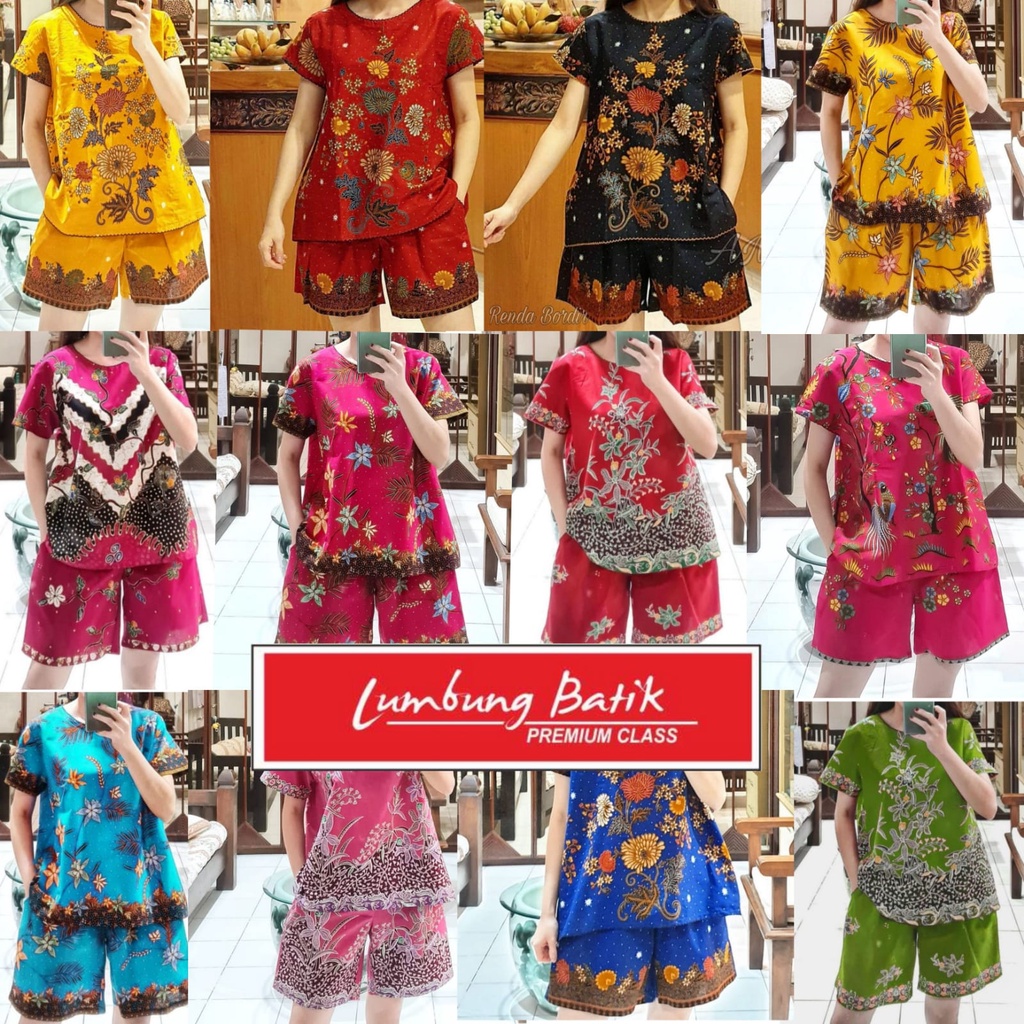 SETELAN BATIK RENDA BORDIR | LUMBUNG BATIK | UNGGUL JAYA | BAJU TIDUR | BABYDOL | SETELAN CELANA PEN