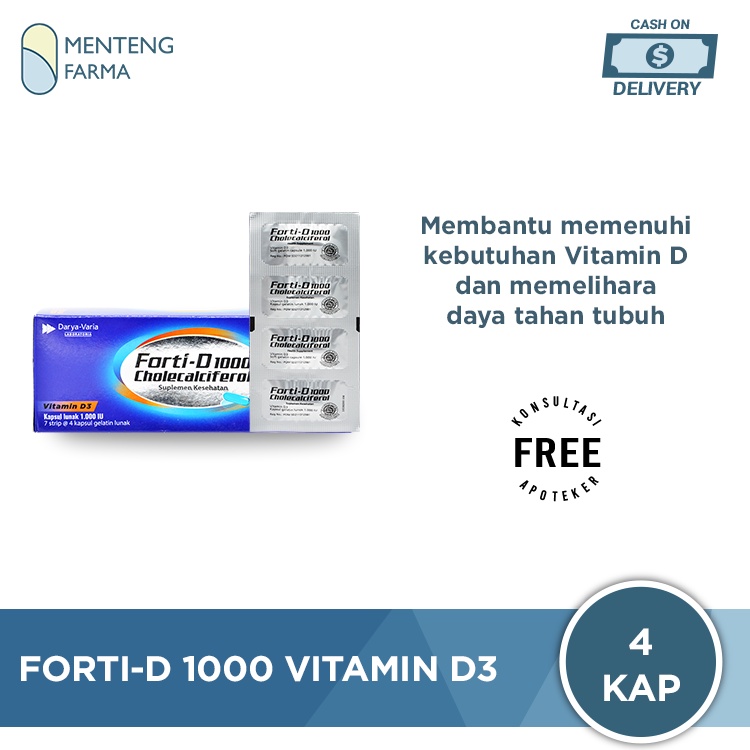 Forti-D 1000 Vitamin D3 4 Kapsul - Suplemen Vitamin D3