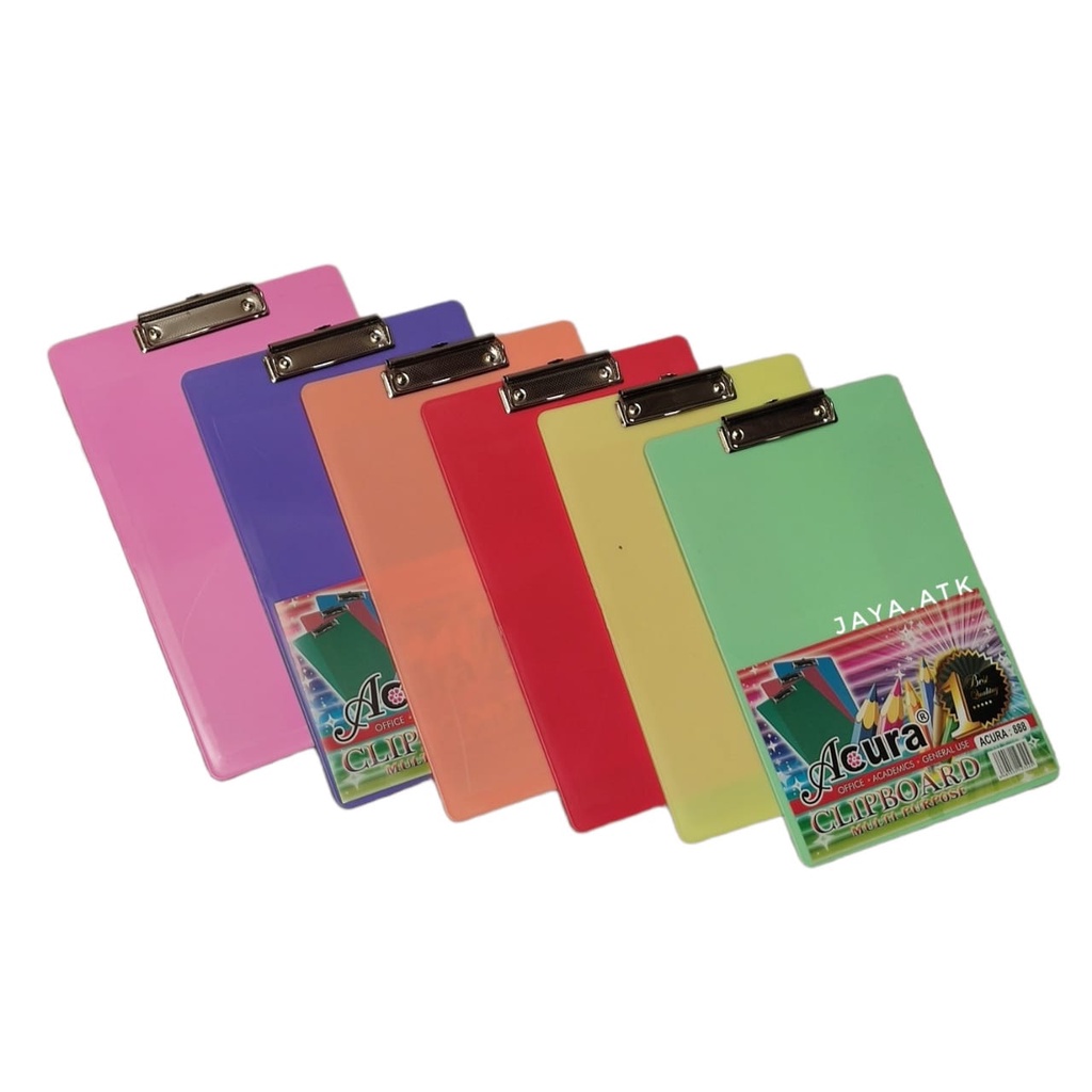 CLIPBOARD PAPAN JALAN UJIAN FOLIO PLASTIK WARNA PASTEL POLOS TEBAL ANTI PECAH