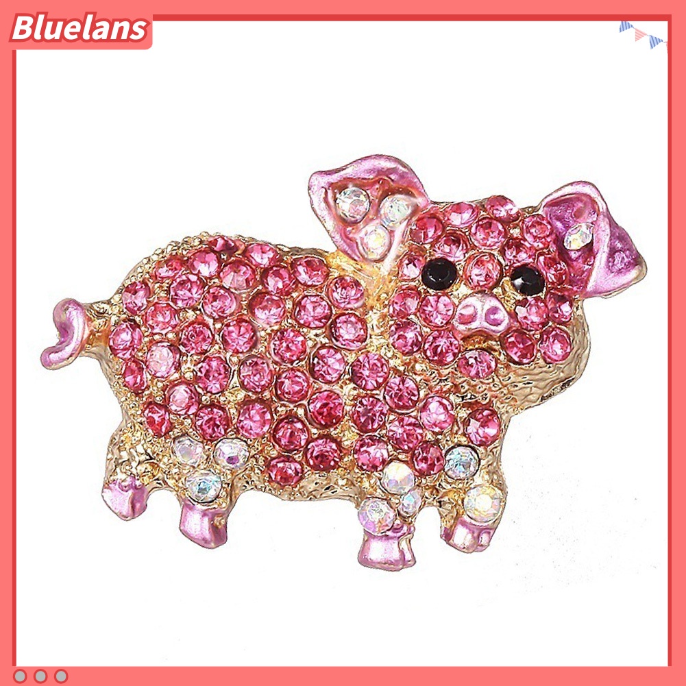 Bluelans Women Rhinestone Inlaid Pig Brooch Pin Corsage Bag Badge Cloth Jewelry Accessory