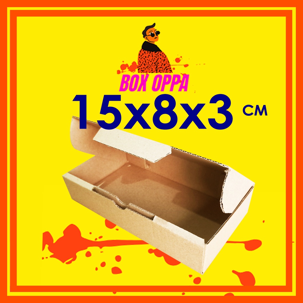 

Kardus Dus uk 15x8x3 cm (ECER) Die Cut Box Kotak Packing Aksesoris Baju Makanan Pizza Hijab Kue
