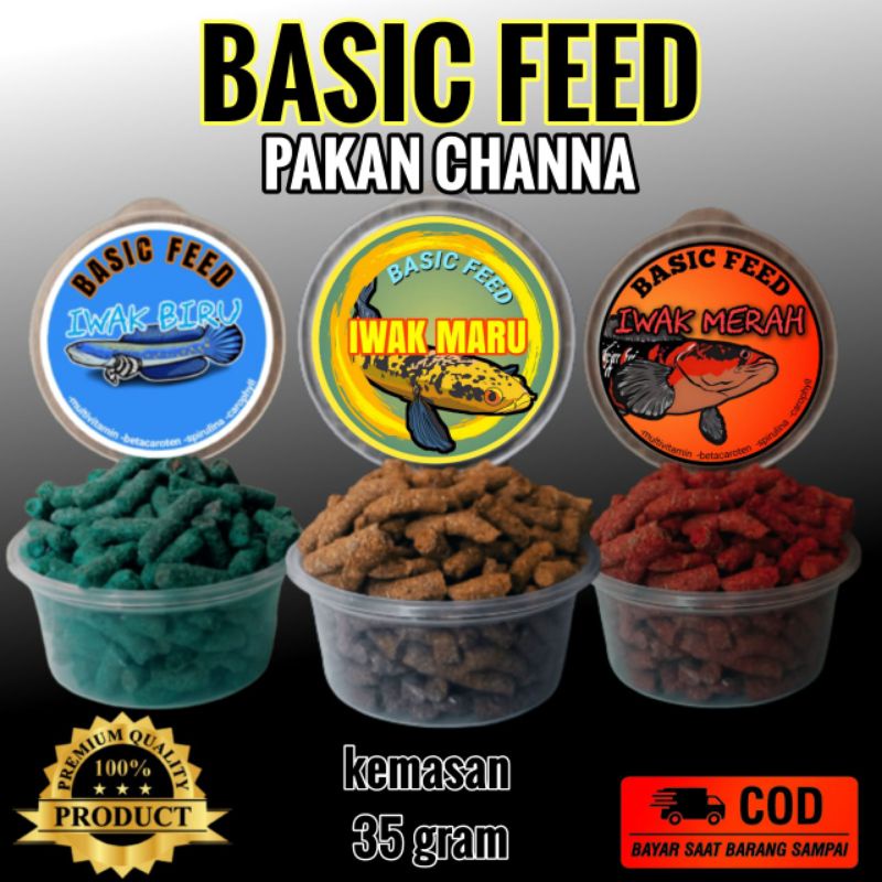 Pelet ikan channa iwak maru red blue yellow pakan ikan blue pulchra yellow maruliodes BASIC FEED