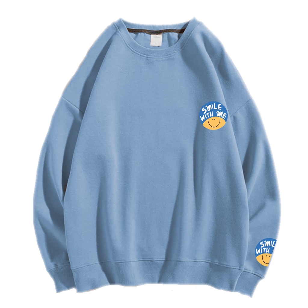 SWEATER SMILE WITH ME CREWNECK PRIA WANITA Size M-XXL ANAIRA