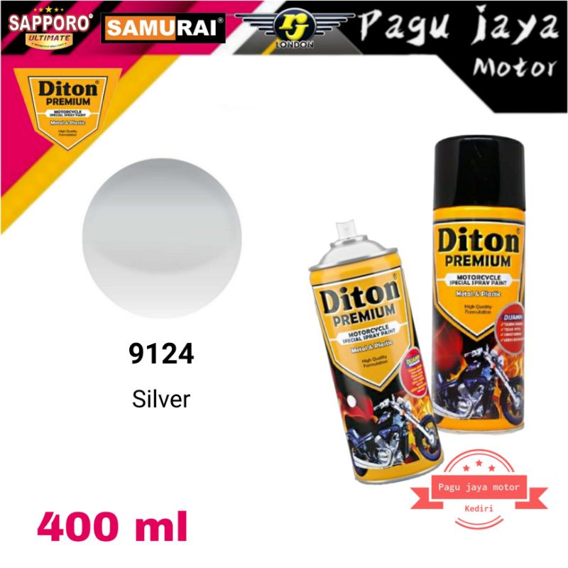 DITON PREMIUM 9124 SILVER 400ml Cat semprot spray paint pilox pilok untuk body motor mobil besi kayu plastik