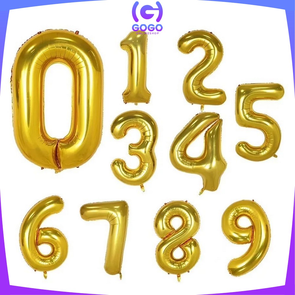 GOGO-C390 Balon Foil Huruf Gold A-Z Balon Foil Angka 0-9 / Ballon Foil Abjad Alphabet Angka Polos / Baloon Huruf Dan Angka Perlengkapan Ulang Tahun