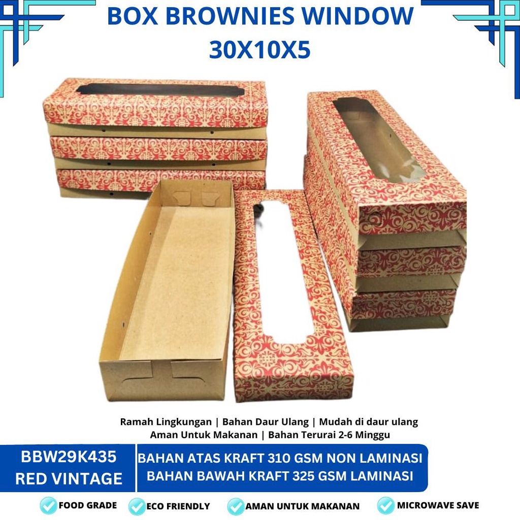 Box 30x10x5 Dus Brownies Window (BBW29K435-Laminasi)