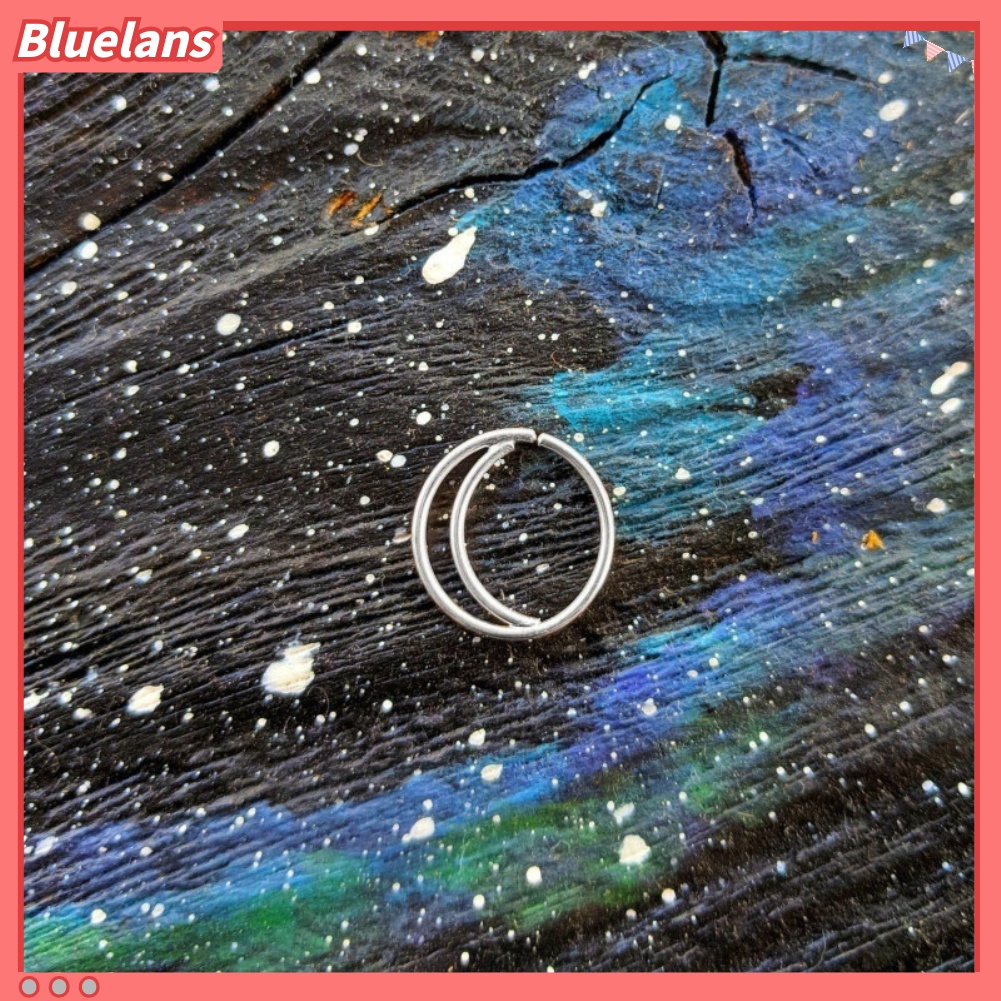 1pc Cincin Hoop Hidung Bentuk Bulan Bahan Stainless Steel Gaya Indian