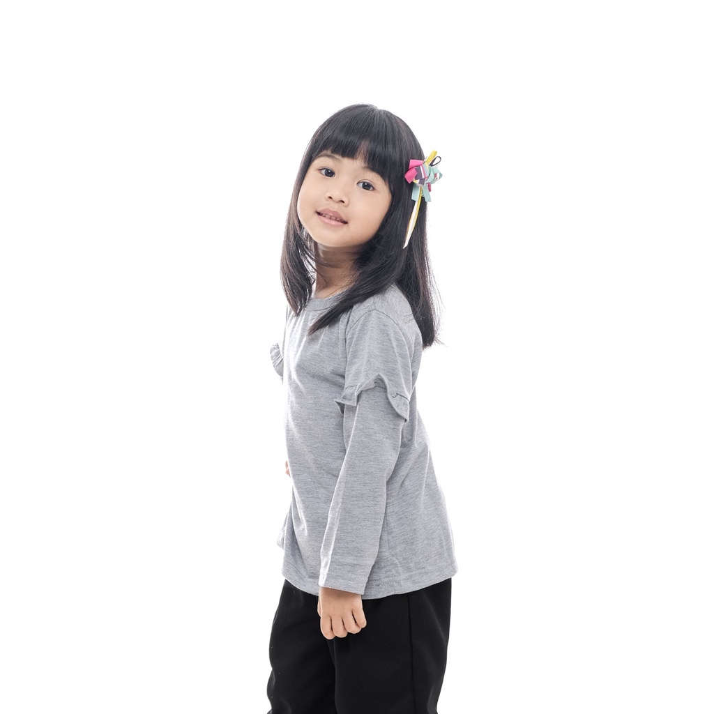 BAJU ANAK PEREMPUAN / KAOS ANAK PEREMPUAN / PAKAIAN ANAK CEWEK POLOS RAMPEL TANGAN ABU MISTY BRAND SUPERKSIDCLOTH 1 - 11 TAHUN