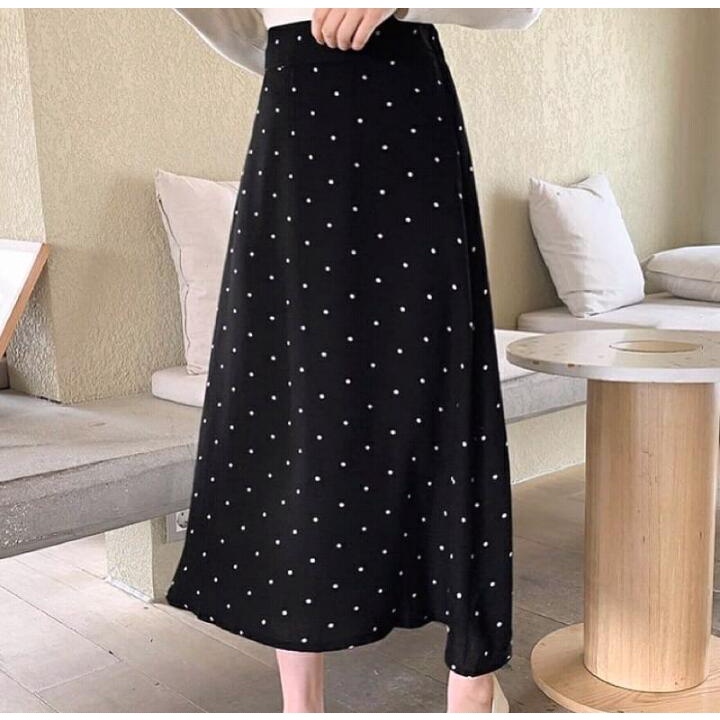 Rok Polkadot Jenar Korean Style Ukuran Standar dan Jumbo Bisa Sampai BB 90kg an Polka Skirt