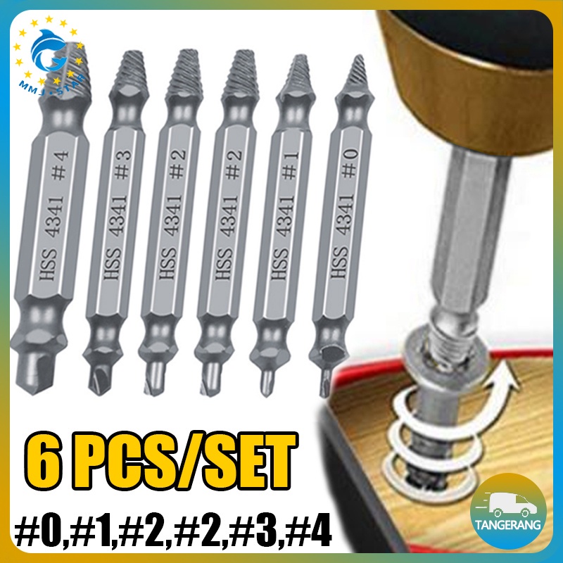 【6 pcs/set】Screw Damage Extractor/Alat Pembuka Baut Skrup Remover/Tap Balik Screw Extractor/Screw Ex