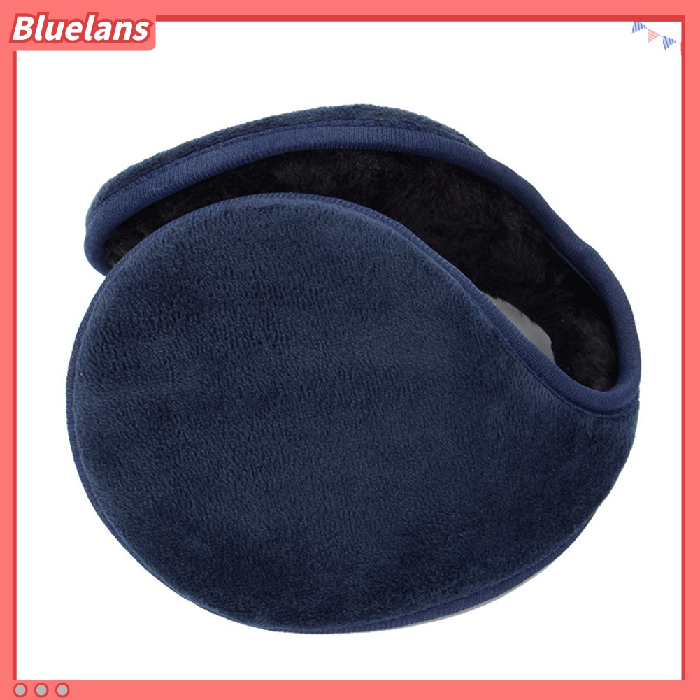 Bluelans Penutup Telinga Pria / Wanita Bahan Plush Tebal Lembut Hangat Warna Polos Untuk Musim Dingin