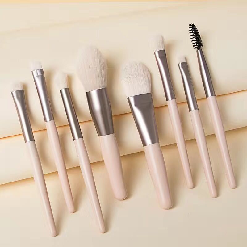 Lovefashion - Kuas Set Make Up 8pcs Set Mini Travel Make Up Brush Kuas03-cream