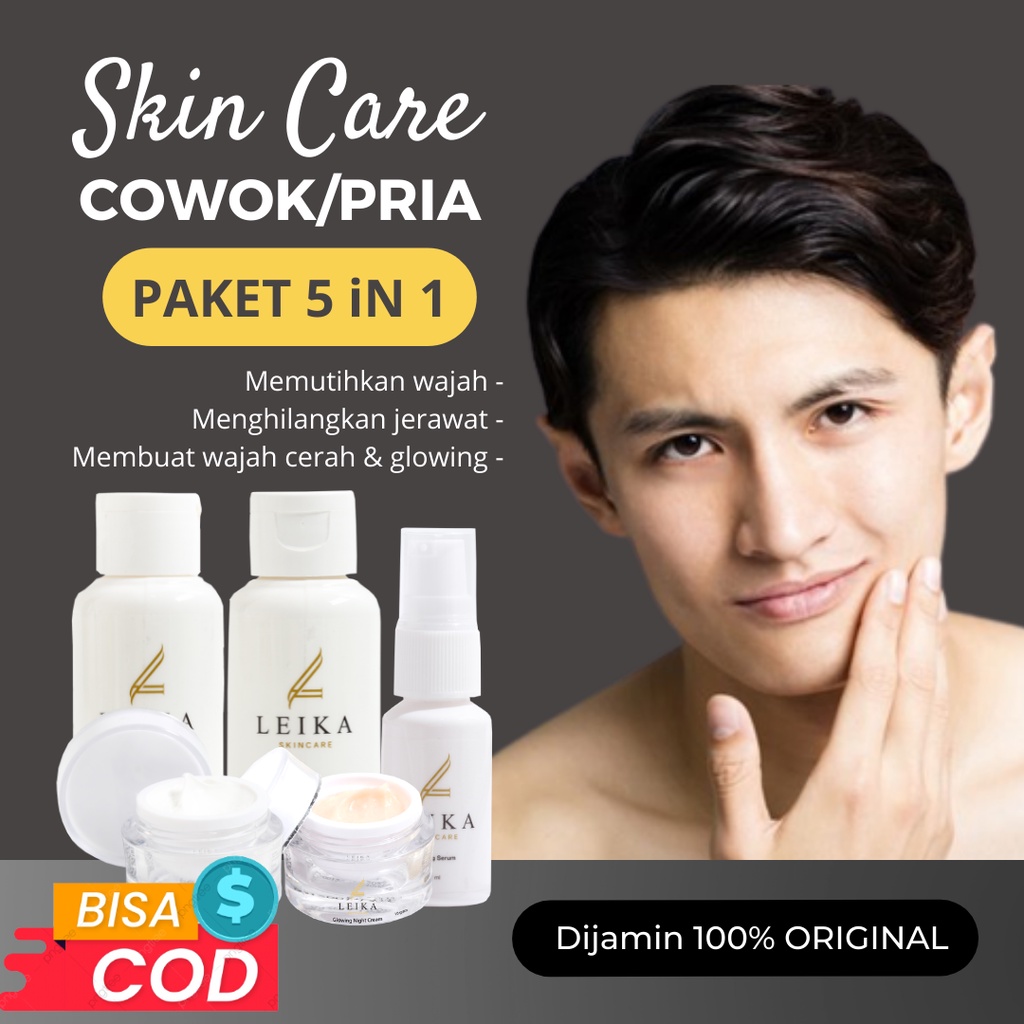 Paket Skincare Pria / Cowok Glowing Paket Skincare Paket Leika Skincare Paket 5 In 1 Leika Skincare