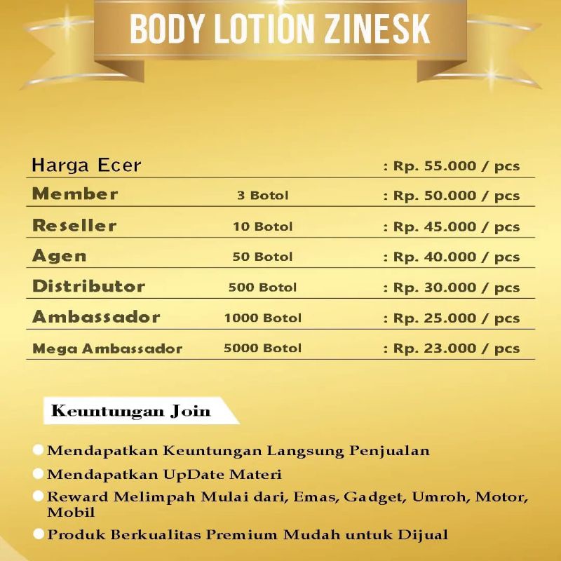 BPOM ZINESK WHITENING BODY LOTION PEMUTIH BADAN CEPAT DOSTING