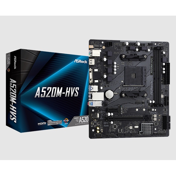 ASRock A520M-HVS (AM4, A520, DDR4, USB 3.2, SATA3)