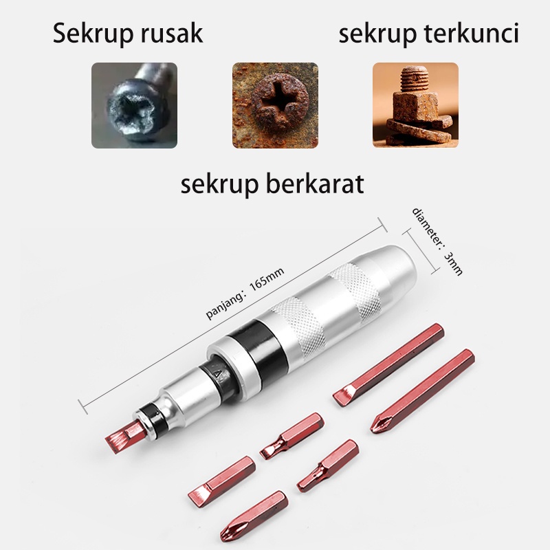 ISKU Obeng ketok set 13pcs Obeng getok putar set S2 Drill bit bahan non-karat Impact screwdriver set Box besi