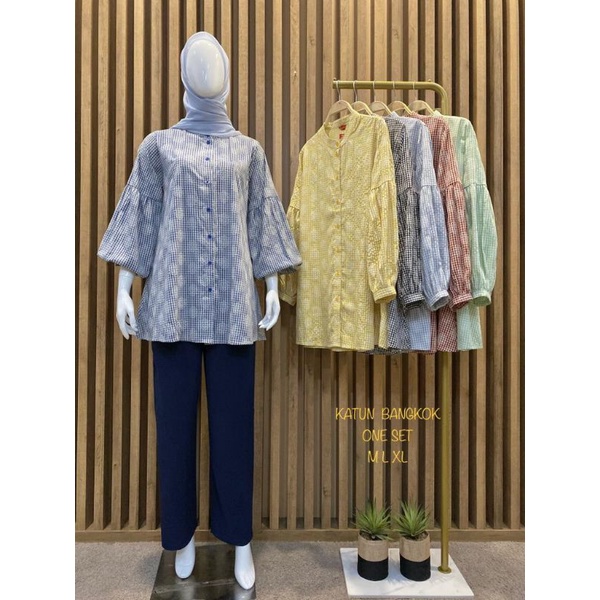 Terbaru Long Tunik One Set Terbaru ,Original Kamari , Setelan Katun Bangkok.
