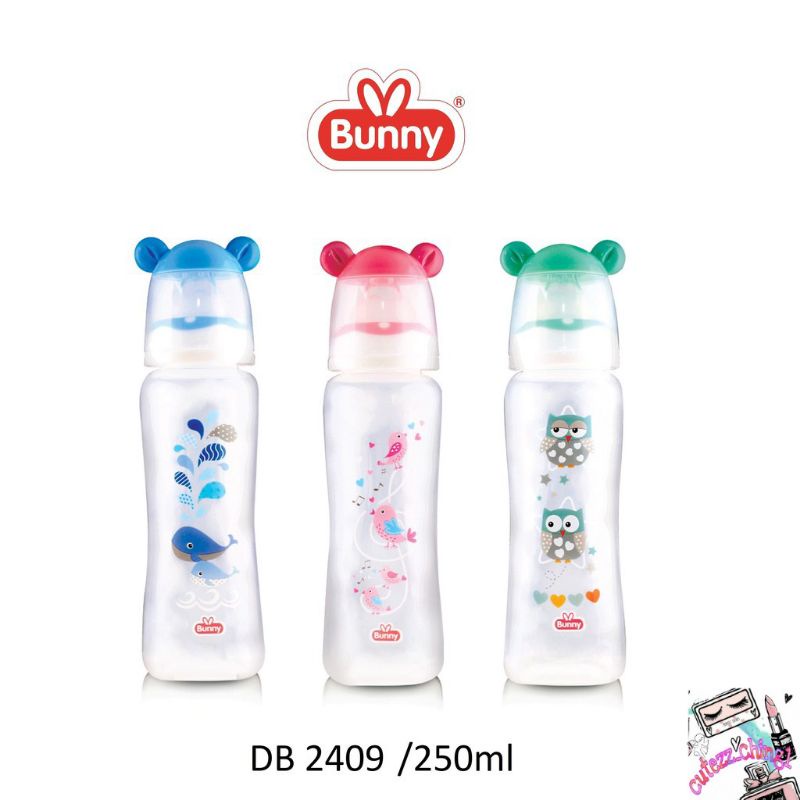 ☃Cutezz_Ching☃Lusty Bunny Square Bottle Botol Susu With Ear Hood uk.60ml/120ml/250ml