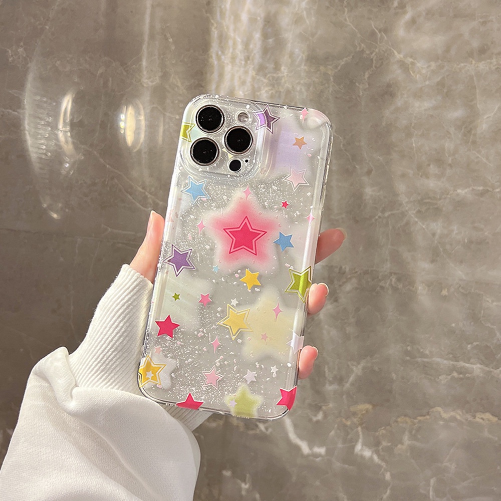 Case Pelindung Transparan Motif Bintang Permen Untuk Iphone 14 7 8 SE2020 7 + 8PLUS XS XR 11 12 13 PRO MAX