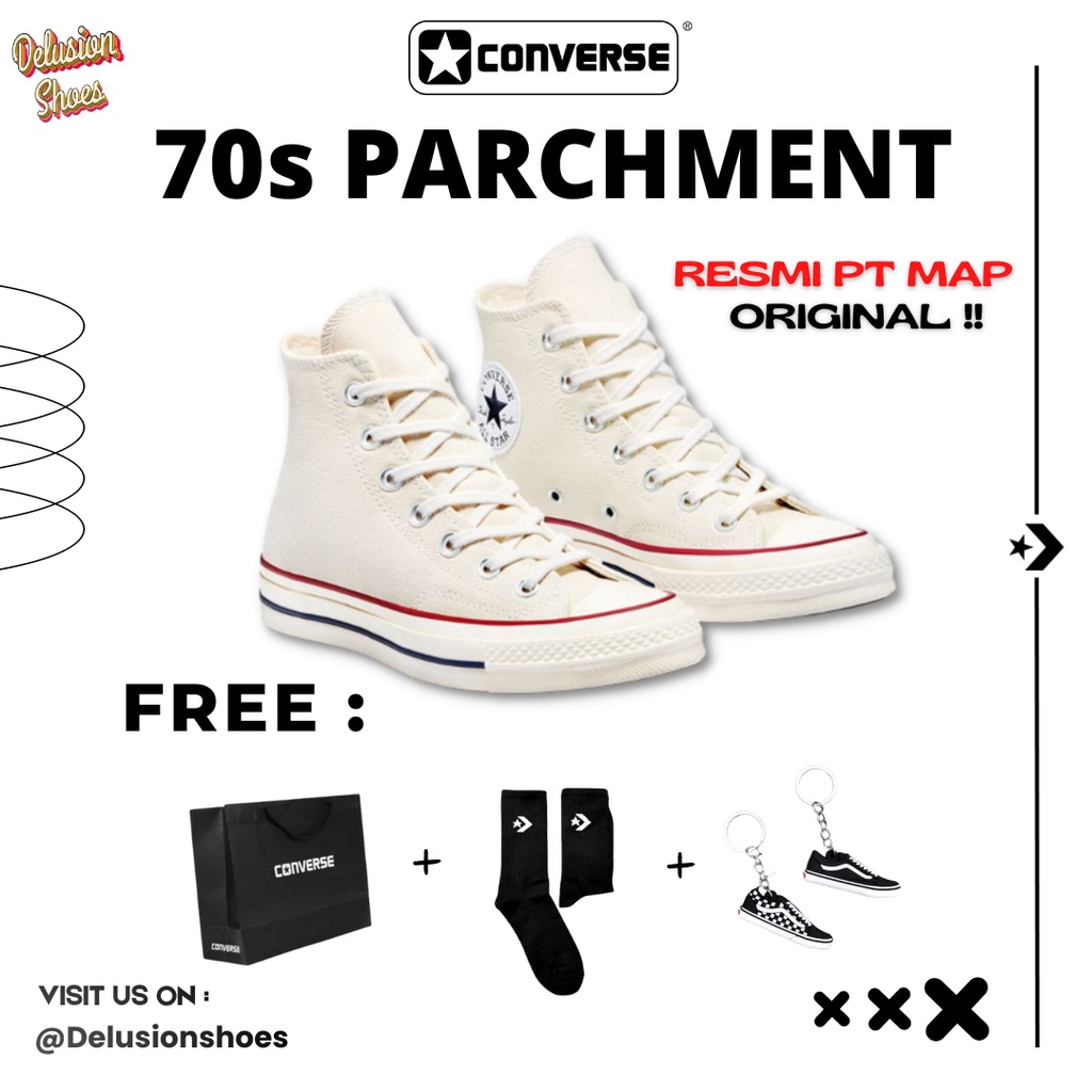 Converse Chuck Taylor 70s Hi Parchment Original Resmi PT.MAP 100%