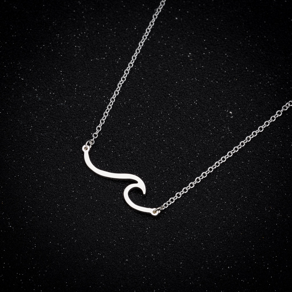 Kalung Liontin Gelombang Bahan stainless steel Untuk Wanita