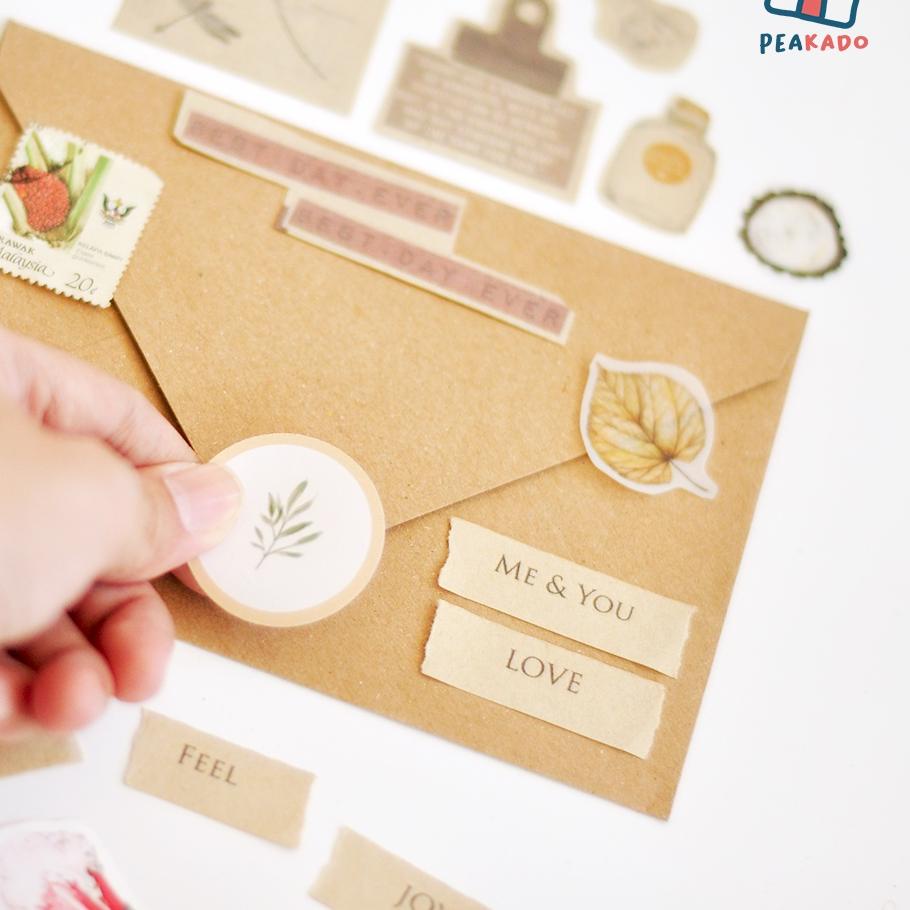 

ㆂ Journaling Kit Amplop Aesthetic DIY A6 Vintage Scrapbook Sticker Set Kertas Deco レ