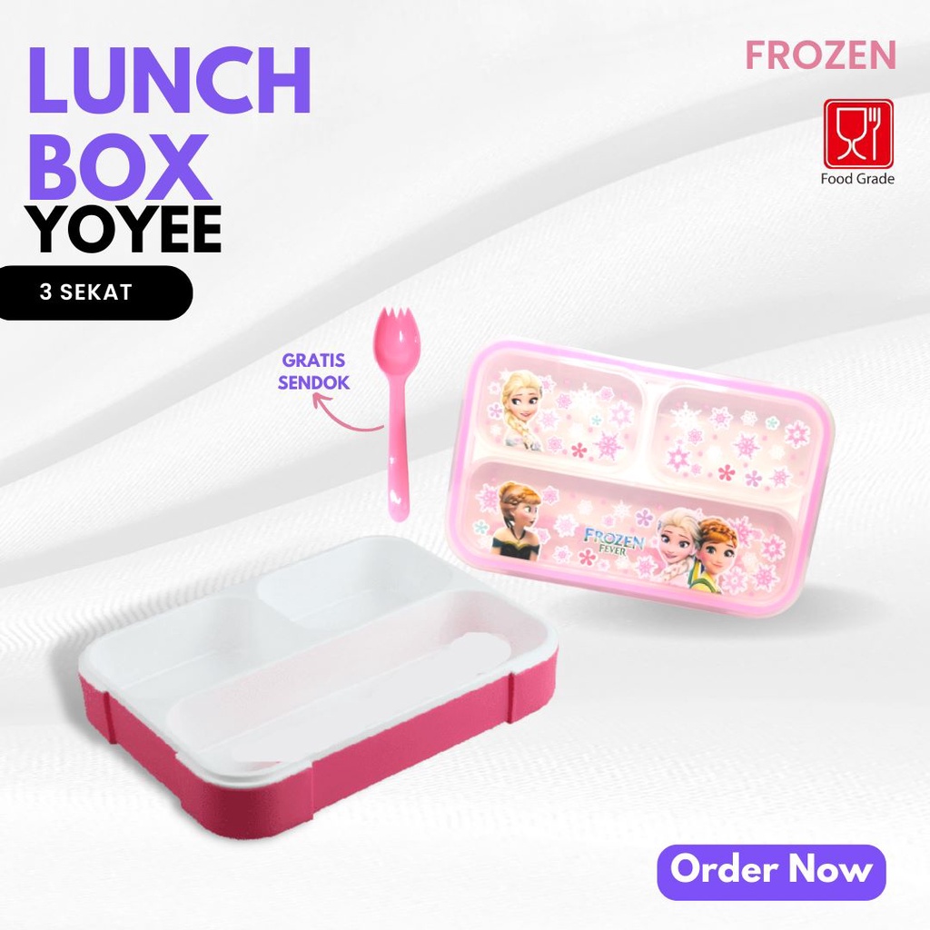 TEMPAT MAKAN BEKAL SEKOLAH ANTI TUMPAH LUNCH BOX ANAK YOYEE GRATIS SENDOK KUALITAS BERKARAKTER